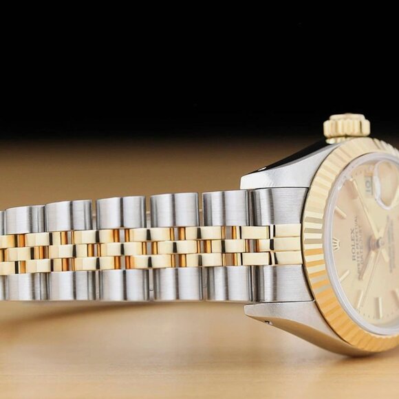 ROLEX LADIES DATEJUST CHAMPAGNE DIAL 18K GOLD STAINLESS STEEL WATCH main image 6